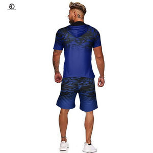 2025 dernière mode personnalisé tissu hommes été courts ensembles tenue décontracté thermique impression numérique couleur unie grande taille Options - Product Image 2