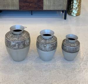 Support de pot de vase à fleurs décoratif exclusif argenté pour la maison et le jardin et jardinières Utilisation intérieure et extérieure Jardinière en métal doré - Product Image 5