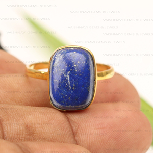 Vente chaude Naturel Lapis Lazuli Bague En Argent Sterling 925 À La Mode Bague 18K Micron Plaqué Or Éternité Vermeil pour Femmes - Product Image 1