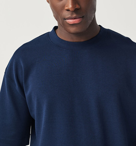Venta al por mayor de calidad de Exportación personalizada de marca último diseño azul marino Smart Relaxed Fit camisetas de hombre - Product Image 4