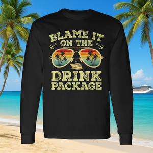 T-shirt a maniche lunghe per pacchetto crociera, abbigliamento coordinato per crociere con design 'Blame IT on the Cruise' per promozioni - Product Image 3