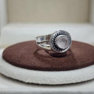 925 Sterling Silver Vintage Eternity Vermeil Anneaux Rose Quartz Gemstone Lunette Setting Handmade Designer Unique pour la fête - Product Image 3