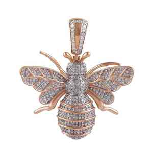 Pendentif en or massif 14 carats VVS Leb Grown Diamond Charm Big Bee Hip Hop Diamond Pendant en argent sterling 925 Iced Out Pendant pour hommes - Product Image 5
