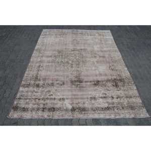 Tapis turc 7,7 x 10,6 pieds, tapis vintage, tapis gris à imprimé animal en laine - Product Image 1
