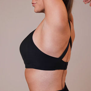 Soutien-gorge de sport push-up en maille simple et sexy pour femmes grandes tailles, soutien moyen, bonnets amovibles, cristal frontal, sans couture, extérieur - Product Image 6