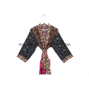 Kimono de plage indien 100% coton Robe de douche en coton Peignoir de maternité Robe de chambre Vêtements de plage Vêtements de nuit longs Kimono sexy - Product Image 3