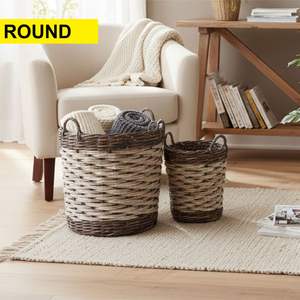 ตะกร้าหวายงานฝีมือ คอลเลคชั่นคูบู สีเทาดำ - Product Image 4