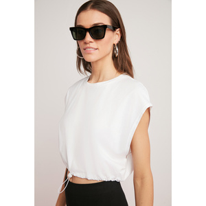 T-shirt sans manches à col rond et ourlet à boutons 100 % coton pour femme ETHIQUET Angelice - Product Image 2
