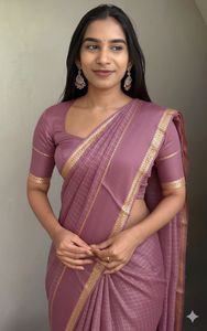 Premium Non-Printed Linen Border Georgette Silk <b>Saree</b> for Women Indian Clothing in Stock - Product Image 6