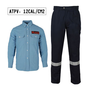ชุดยูนิฟอร์มทำงานสำหรับผู้ชาย 12Cal ทนไฟ ป้องกันเปลวไฟ เสื้อเชิ้ตและกางเกงสำหรับงานเชื่อม - Product Image 2