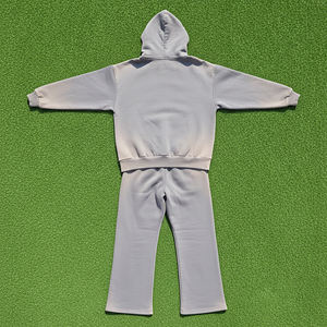 Logo de broderie personnalisé 100% coton lourd sunfade washed sweat-shirt 2 pièces de haute qualité ensemble pull à capuche et jogging évasé - Product Image 5