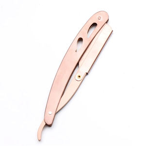 Rasoir pliant professionnel en acier inoxydable coupe-barbier à bord droit pour le rasage du bikini du corps du visage avec support sécurisé - Product Image 3