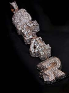 Hot Sale Personalized <b>3D</b> <b>Design</b> 925 Silver Fine Charms Pendant Rapper <b>Jewelry</b> Moissanite Diamond Custom Name Letter Pendant - Product Image 5