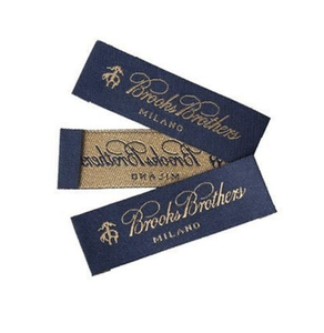 Étiquettes de vêtements personnalisées écologiques tissées, bord découpé au laser, 100 % polyester, étiquettes principales, étiquettes de col, autres applications, en rouleau - Product Image 1