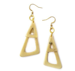 Boucles d'oreilles uniques en corne de buffle, faites à la main, pour femmes, bijoux fantaisie d'Inde. - Product Image 5