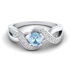 Anillo de Oro Sólido de 14K con Moissanita Certificada GRA, Corte Redondo, 0.84 Quilates, Gema de Aguamarina, Joyería, Precio de Fábrica REYES - Product Image 1