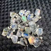 Pendentif en Pierre de Lune Arc-en-ciel Naturelle de Madagascar, Qualité Supérieure, Vente Directe Usine, Argent S925, Cristal à Fort Éclat, Design Minimaliste, Bijoux