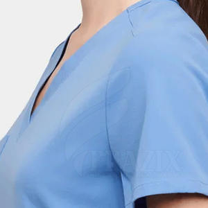 ชุดยูนิฟอร์มผ้าถักแขนสั้นคอปกตั้งสำหรับใช้ในโรงพยาบาลดีไซน์ใหม่สำหรับฤดูร้อน - Product Image 4
