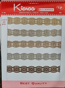 Tejido bordado Premium de 9 metros, tela de encaje de Organza, borde de encaje elegante nupcial tradicional de lujo para vestido Lehenga Saree - Product Image 3