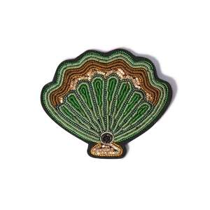 COQUILLE SAINT-JACQUES métal broche broderie à la main indien soie Badges créatif chine Motif épingles décoratives Style Simple - Product Image 1