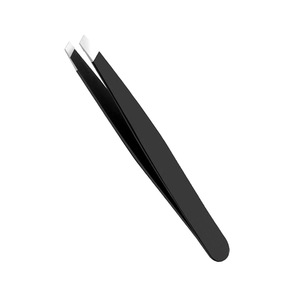 Pinzas para cejas de acero inoxidable inclinadas y puntiagudas para uso personal y de salón - Product Image 6