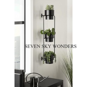 Maceta para colgar en la pared, maceta para flores, Color Negro con recubrimiento en polvo, 3 niveles, diseño lujoso hecho a mano, última llegada, decoración del hogar - Product Image 2