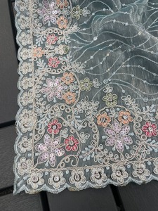 ผ้าส่าหรีลำดับงานปักผ้าแพรไหมหนาออกแบบล่าสุด - Product Image 4