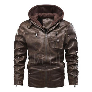 2025 vente directe d'usine vêtements hommes veste en cuir sur mesure veste en cuir quantité minimale de commande bas à capuche veste en cuir - Product Image 2