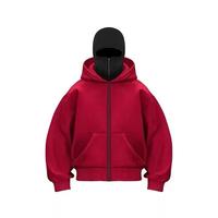 Sudadera con Capucha Unisex Estilo Ninja, 400gsm, Felpa de Algodón, con Máscara Facial Integrada, Sudadera Urbana para Exteriores con Diseño de Cara 3D para Hombre