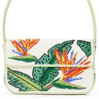 Sac à bandoulière bohème pour femme avec broderie de parapluie et soleil, style plage perlé, pour l'été