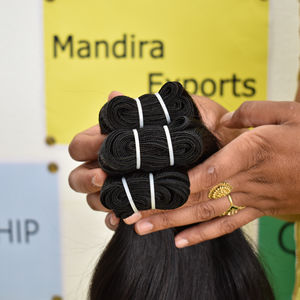 Tissage de cheveux humains droits indiens à cuticules alignées sans aucun processus direct à partir de cheveux humains indiens à cuticules alignées - Product Image 4