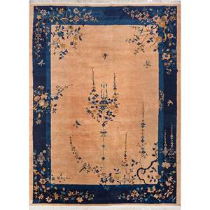 Tapis en laine noués à la main Pechino, motifs floraux et abstraits rouges et oranges pour la maison, le salon et la chambre - PAE-5424 - Product Image 1