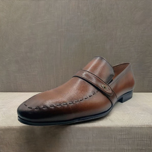 High Quality Customized Genuine <b>Leather</b> Men Shoes Slip-on Casual Shoes for Men Custom Logo Stylish Dress Shoes OEM Loafers Brown - Product Image 1
