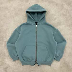 Sudadera con Capucha Corta Estilo Urbano, Corte Cuadrado, Tejido Grueso, Estilo Hip Hop, Antiencogimiento, con Cierre, Diseño Personalizado con Hombros Caídos, 100% Algodón Bordado - Product Image 2