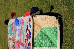 Colorful Patchwork Dog Bed and Square Pillow <b>Cover</b> 100% Cotton Fabric Artisan Made Cushion for Living Spaces and Pet <b>Corners</b> - Product Image 3