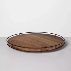 Plateau de service rond en bois écologique Design de luxe pour la maison et l'hôtel Plateau de nourriture multifonctionnel - Product Image 1