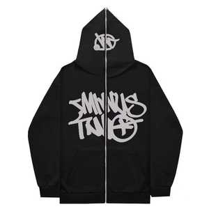 Wholesale Bulk Prices Unisex Hoodie <b>Y2K</b> Full Zip up <b>Streetwear</b> Baggy Vintage Oversized Print Graphic Full Face Zip up Hoodie Men - Product Image 6