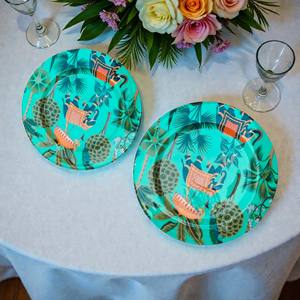 Ensemble de plats de service ronds imprimés avec un motif tropical |   Assiettes décoratives pour la salle à manger et l'exposition - Product Image 4