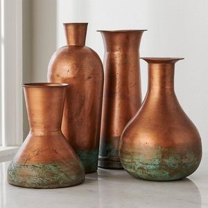 Hotel Used Home Decor Large <b>Set</b> of 2 Flower <b>Vases</b> Decorative Home Decor With Copper and Antique Finish - Product Image 4