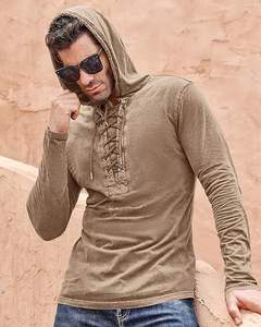 Hauts décontractés personnalisés pour hommes pour vêtements d'extérieur-Pulls à capuche vintage à manches longues de couleur unie | Fabricant - Product Image 3