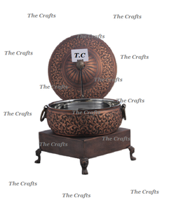 Plat à friture martelé en cuivre avec support en fer forgé pour la maison hôtel et restaurant vaisselle servant un plat à friture - Product Image 5