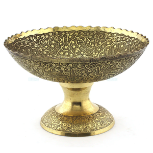 Bol de piédestal en laiton de haute qualité avec gravure polonais fini pour cuisine bol de service de table bol de vaisselle - Product Image 4