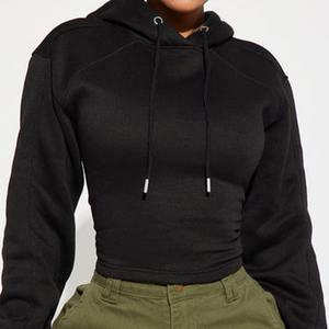 Sudadera Corta para Mujer con Espalda Abierta con Cordones, Logotipo Personalizado, Forro Polar, Sudadera con Capucha Elegante, Ropa Casual de Calle, Proveedor OEM de Marca Privada - Product Image 3