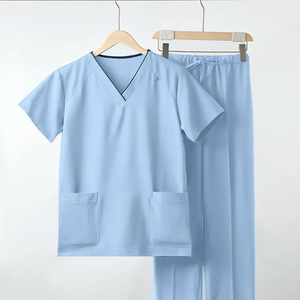 Venta caliente cuello en V/O cuello tejido algodón poliéster Hospital uniformes OEM logotipo personalizado Scrubs conjuntos Unisex enfermería médico Scrubs - Product Image 3