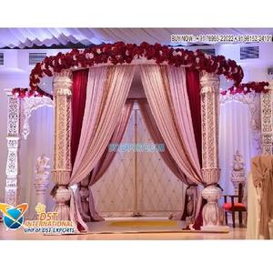 Mandap Rajwada, Decoración de Boda Moderna con Toques Indios, Tema Blanco Bollywood, Mandap Portátil para Ceremonia de Boda Real en EE. UU. - Product Image 1