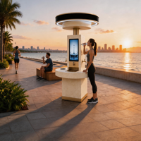 Station d'eau intelligente solaire |   3 modes d'arrosage |   Chargeur sans fil USB |   Acier inoxydable 304 |   Design moderne et luxueux |   Extérieur Public