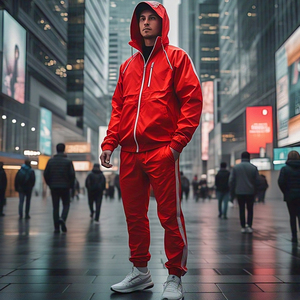 Chándal cortavientos ajustable de nailon 100% para hombre, ropa de calle estampada, traje de lluvia impermeable ligero - Product Image 6