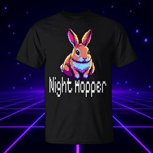 Camiseta Night Hopper Rabbit 8 Bit Pixel Art, color negro, unisex, para adultos, cuello redondo, manga corta, impresión digital - Product Image 3