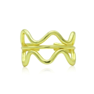 Anillo de Latón Vintage con Baño de Oro de 18K, Diseño Liso con Incrustaciones, Joyería de Moda Unisex para Niños, Regalo con Engaste de Garra - Product Image 3