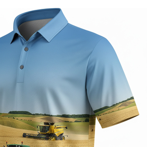 Chemises pour hommes en polyester 100% pour l'agriculture, impression intégrale, boutons, style sportif, séchage rapide, respirant, vente en gros - Product Image 5